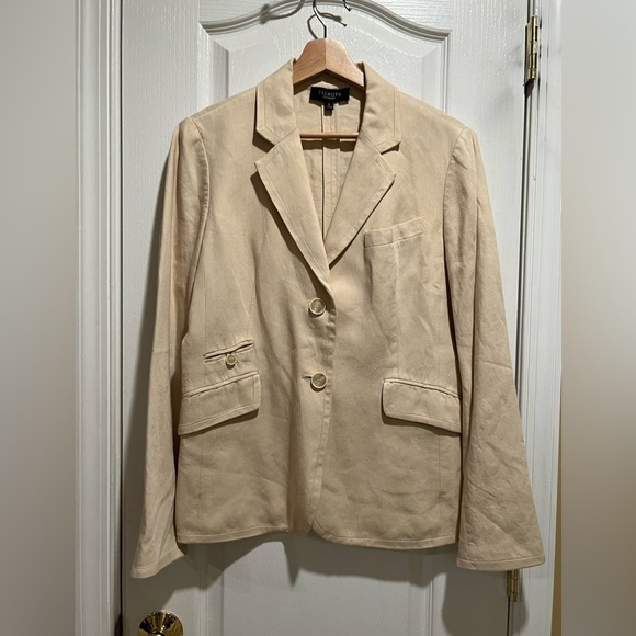 Talbots Tan Button Front Linen Blazer - Size 10 - Picture 1 of 5